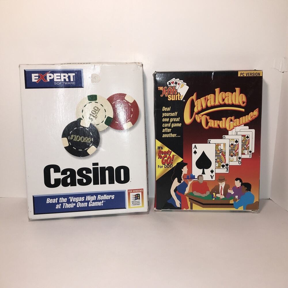 2 Vintage Big Box PC Games Casino And Cavalcade Card Games. Preowned As Seen